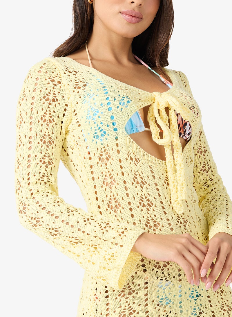 Ginger Crochet Beach Dress With Cutout Detail - Image 3